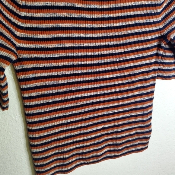 MADEWELL Dalston Stripe Mock Neck Sweater In Maple Glow sz Xs - Picture 4 of 7